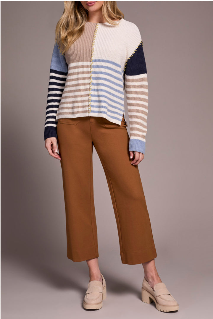Tribal L/S Boat Neck Patch Sweater Sandstone