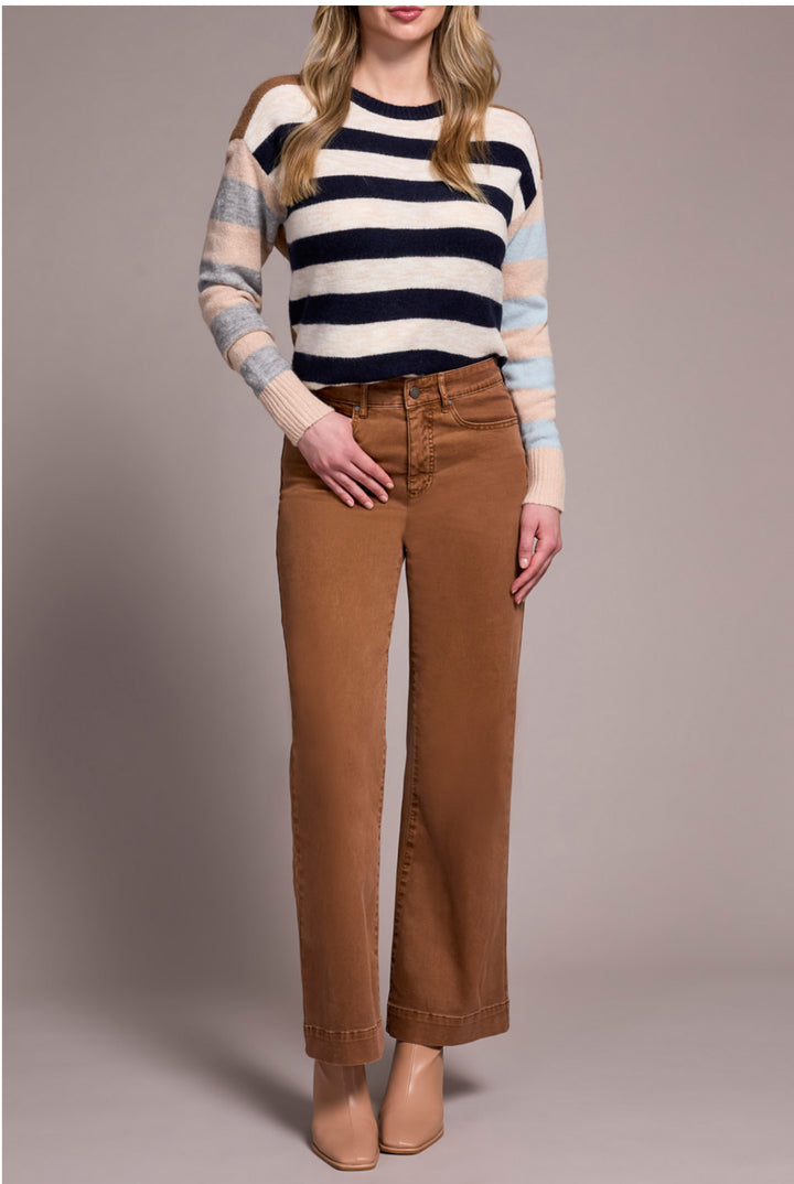 Tribal Comfort Stretch Fly Front Wide Leg Pants