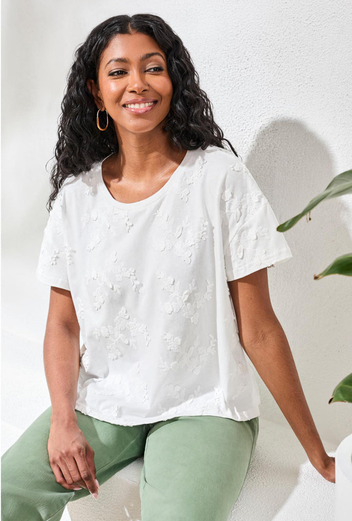 Tribal Short Sleeve Crew Neck White Tee