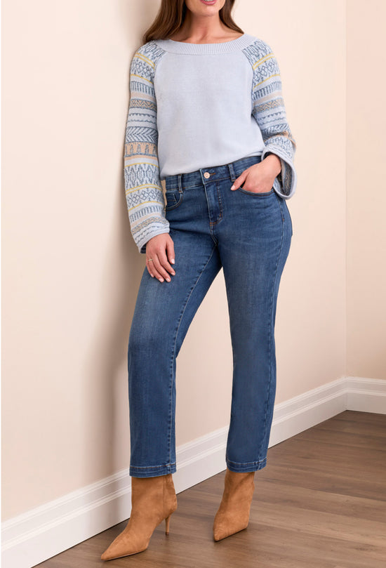 Tribal Audrey Hugging Straight Crop Jeans Darknight Blue