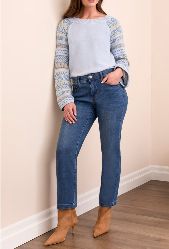Tribal Audrey Hugging Straight Crop Jeans Darknight Blue