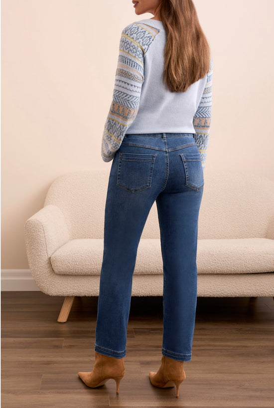 Tribal Audrey Hugging Straight Crop Jeans Darknight Blue