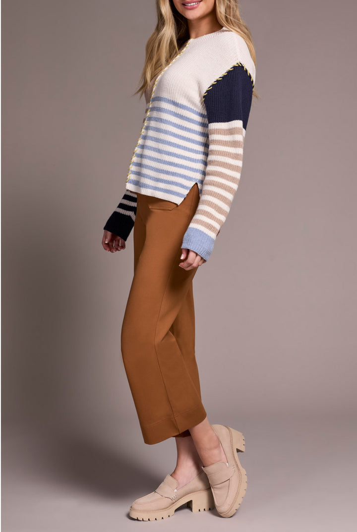 Tribal L/S Boat Neck Patch Sweater Sandstone