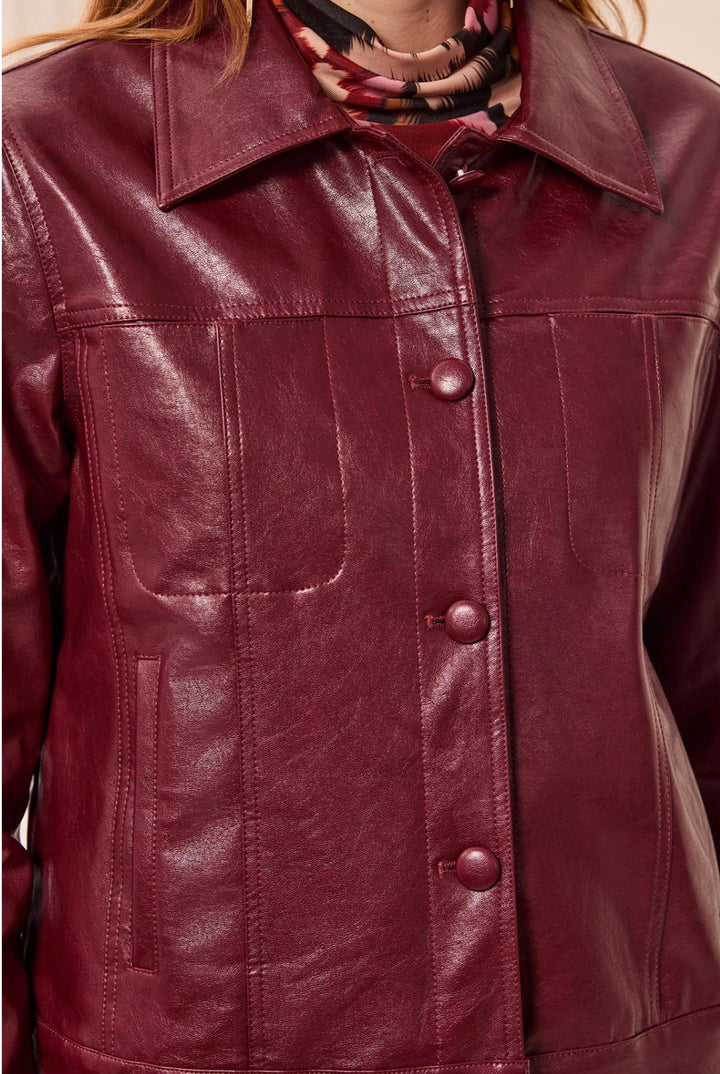 Tribal Button Front Jacket Cherry Lacquer