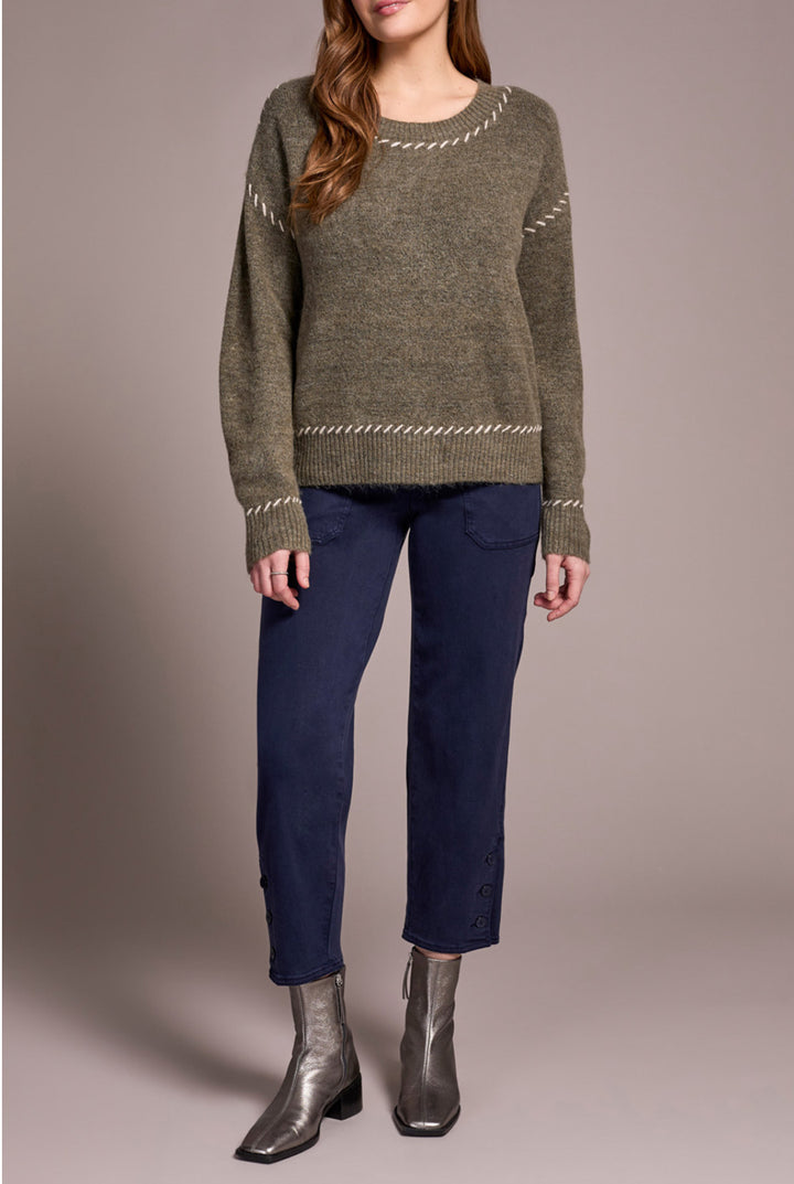 Tribal L/S Crew Neck Rope Design Details Sweater Ivy Mix