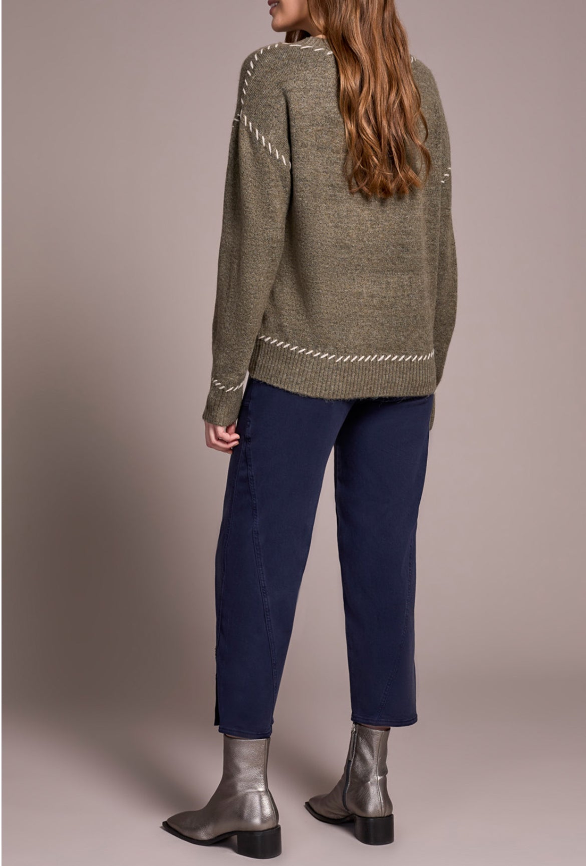 Tribal L/S Crew Neck Rope Design Details Sweater Ivy Mix