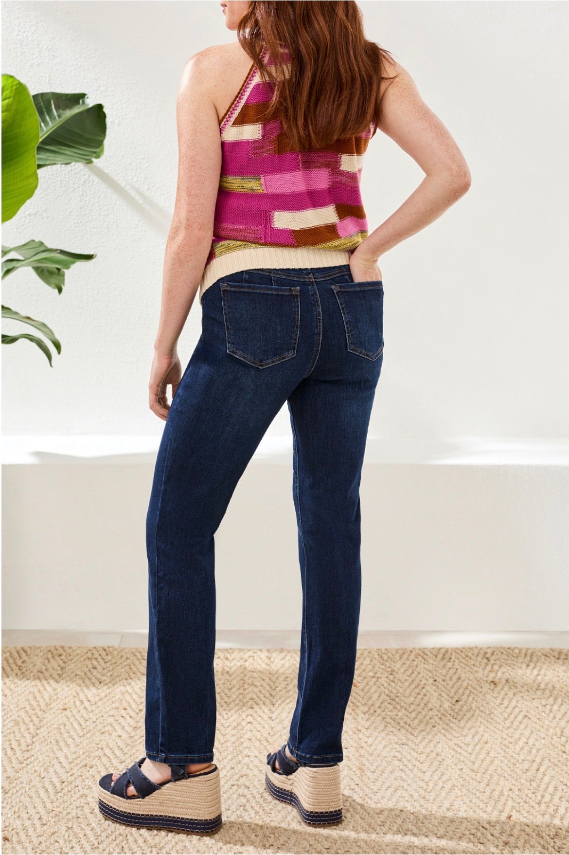 Tribal Petite Year Round Basics Sophia Curvy Straight Leg Jeans Deep Ocean 30" Inseam