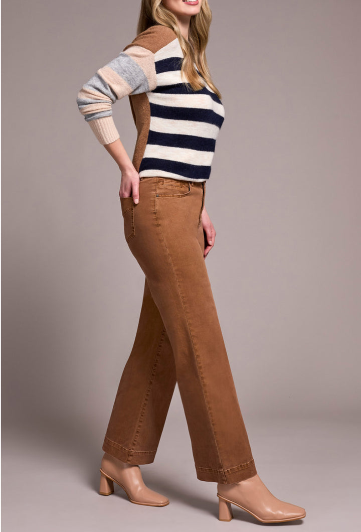Tribal Comfort Stretch Fly Front Wide Leg Pants