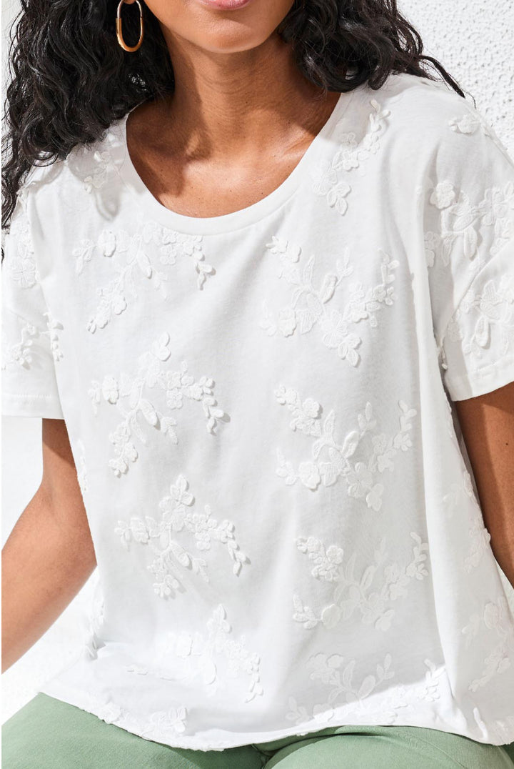 Tribal Short Sleeve Crew Neck White Tee