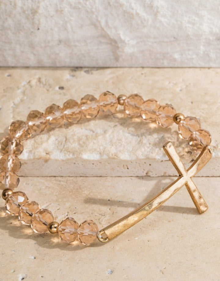 URBAN Hammered Cross Champagne Bracelet