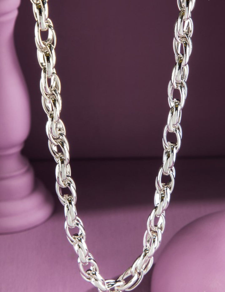 URBAN Shiny Link Necklace with Earrings SILVER