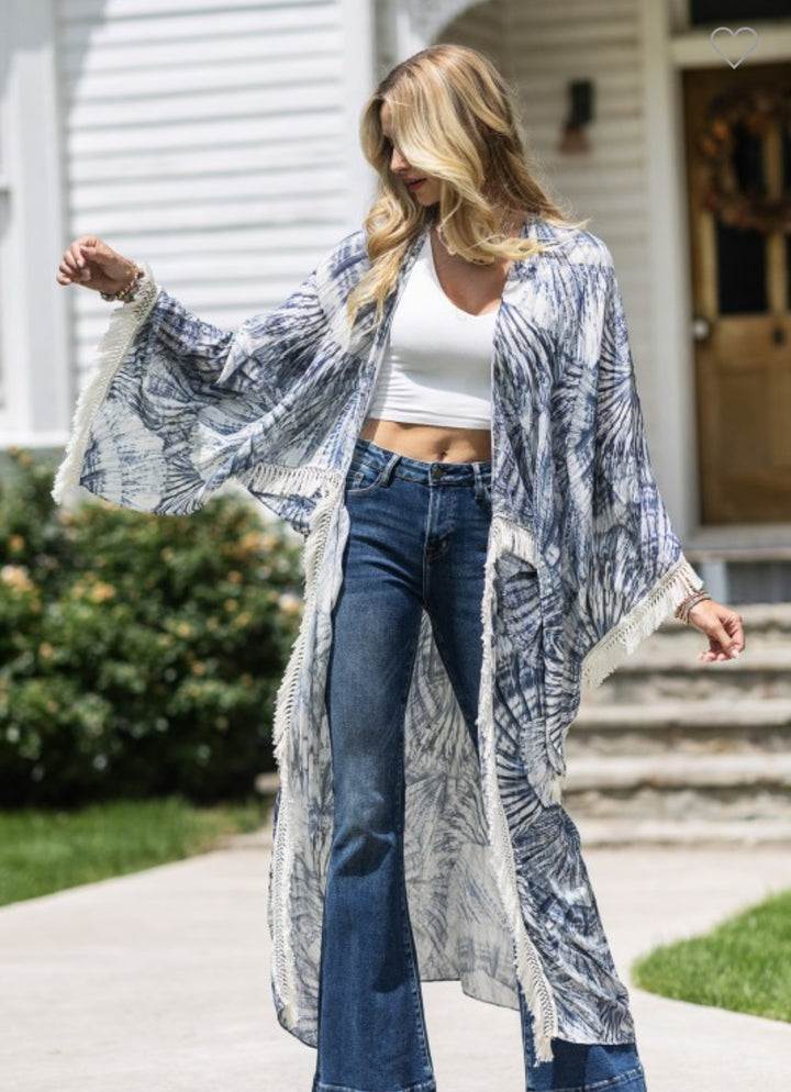 URBAN BLUE/CREAM PRINT KIMONO