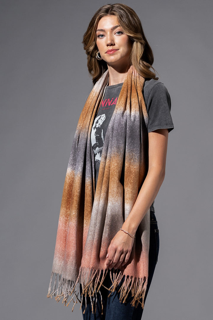 URBAN MULTI COLOR OBLONG SCARF W/TASSEL