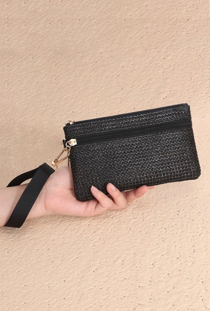 ZEN Boho Woven Straw Wristlet Wallet Bag