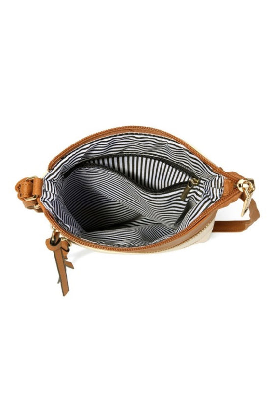 ZEN Vegan Leather Triple Zipper Crossbody Shoulder Bag