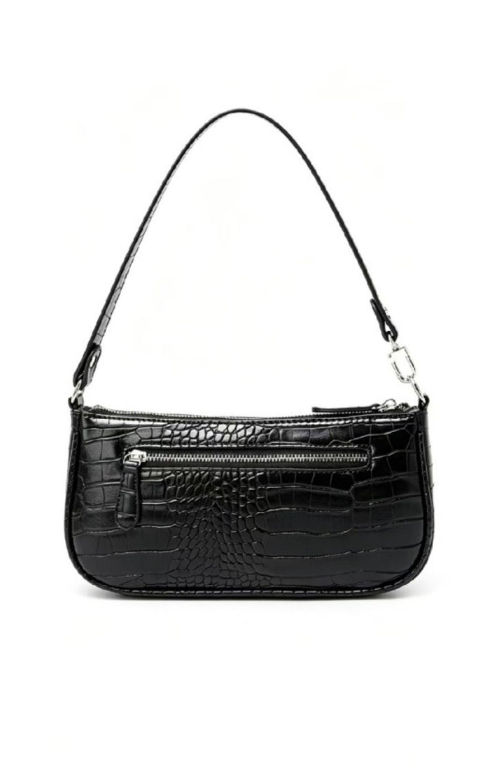 ZEN Crocodile Pattern Clutch Shoulder Purse Black