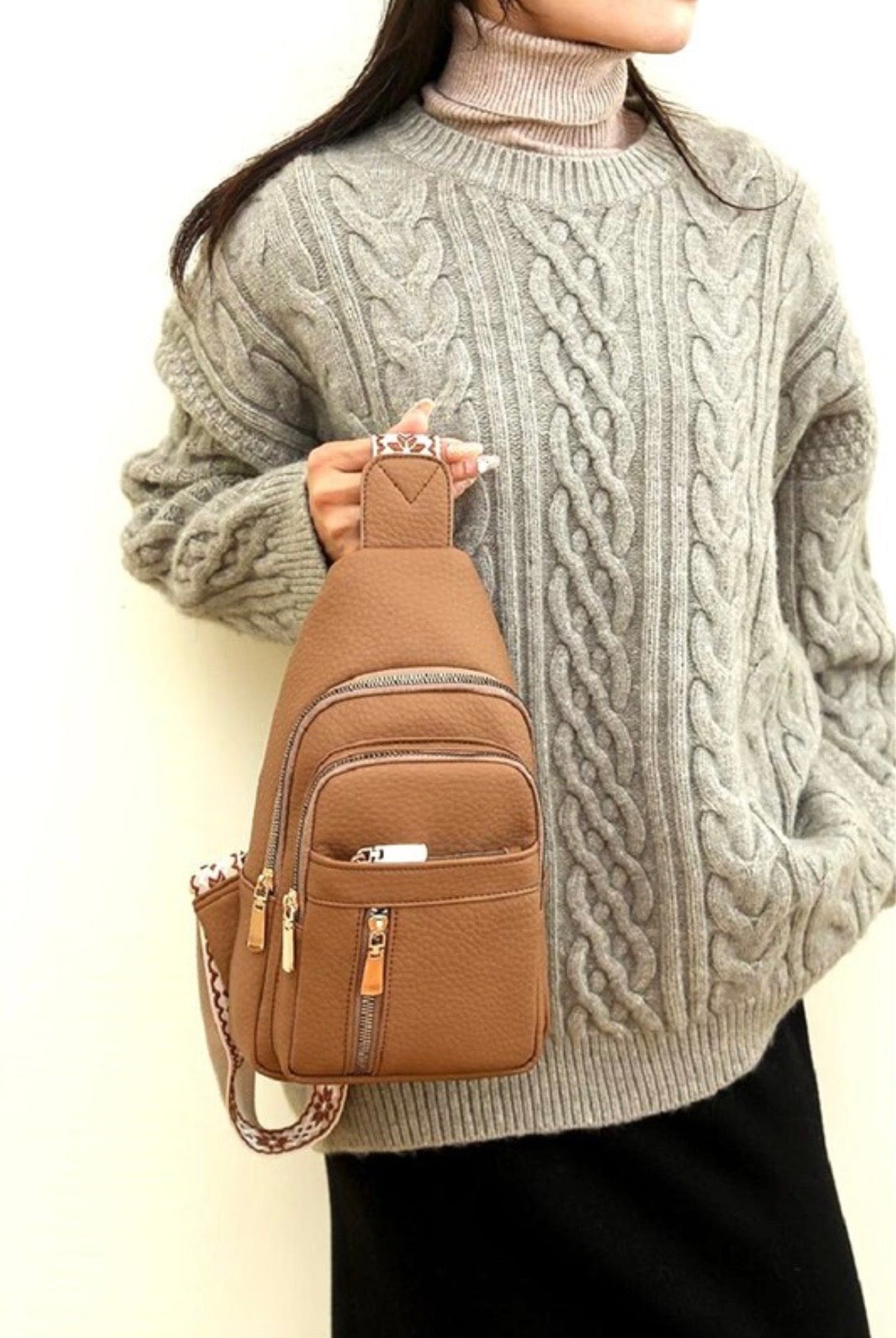 ZEN Vegan Leather Crossbody Sling Chest Pack Bag