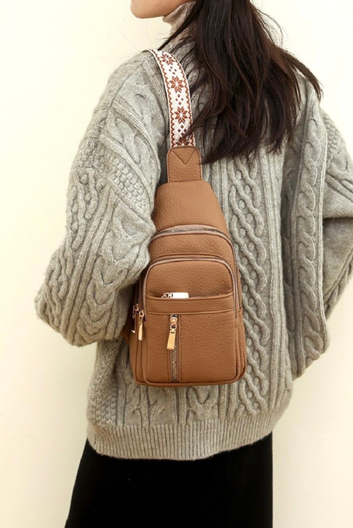 ZEN Vegan Leather Crossbody Sling Chest Pack Bag