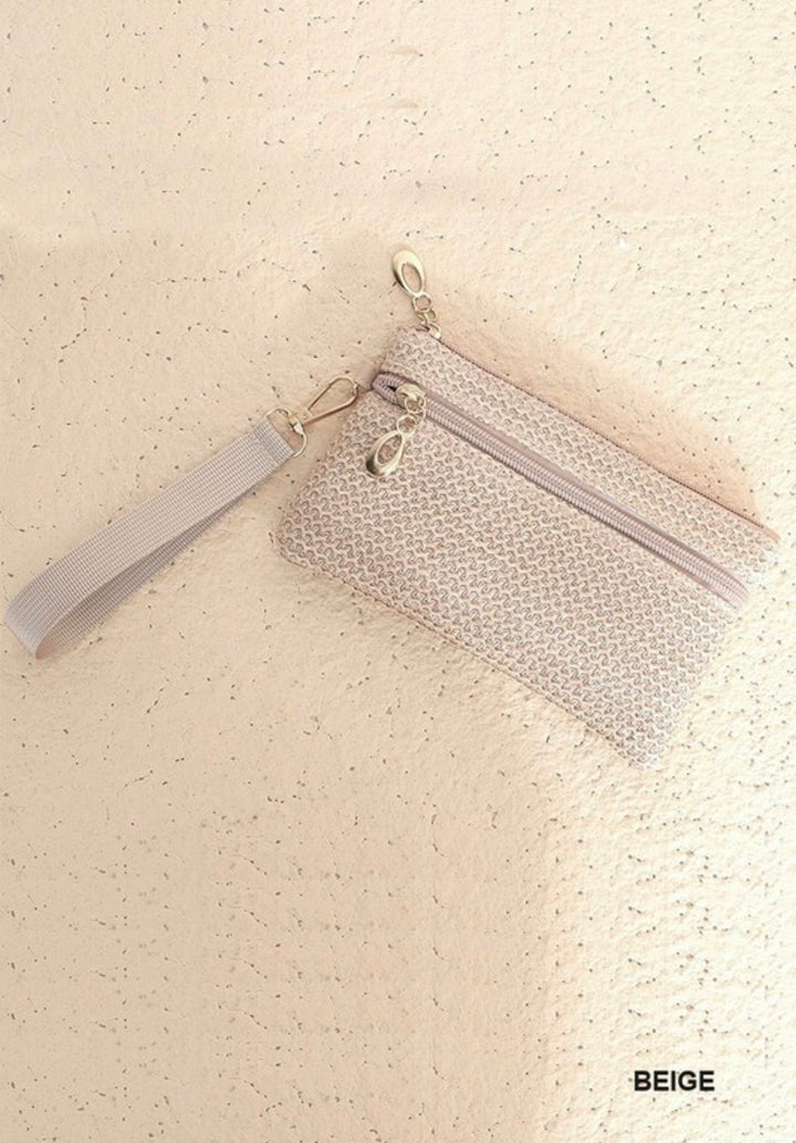 ZEN Boho Woven Straw Wristlet Wallet Bag