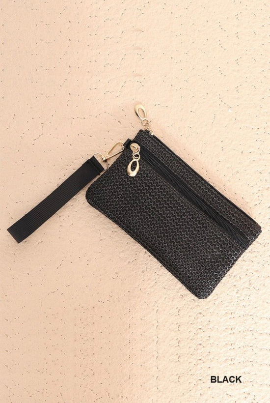 ZEN Boho Woven Straw Wristlet Wallet Bag