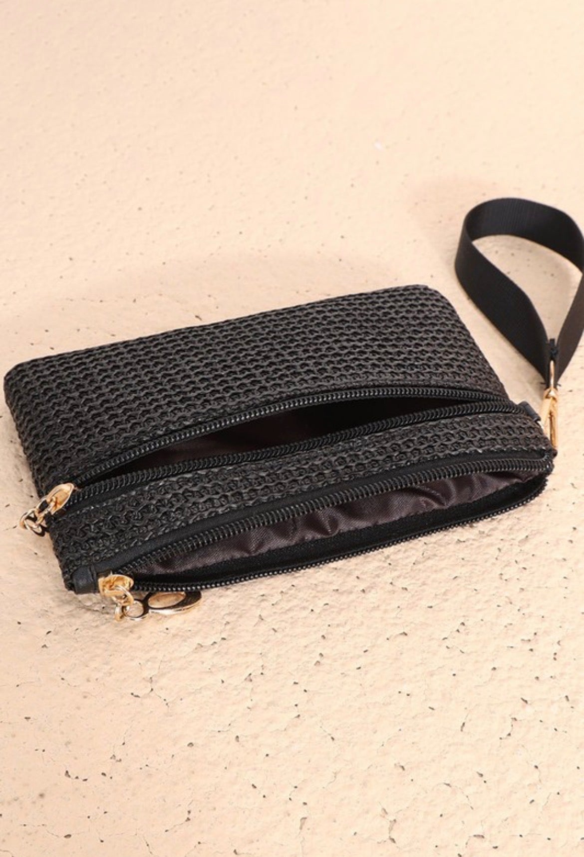 ZEN Boho Woven Straw Wristlet Wallet Bag