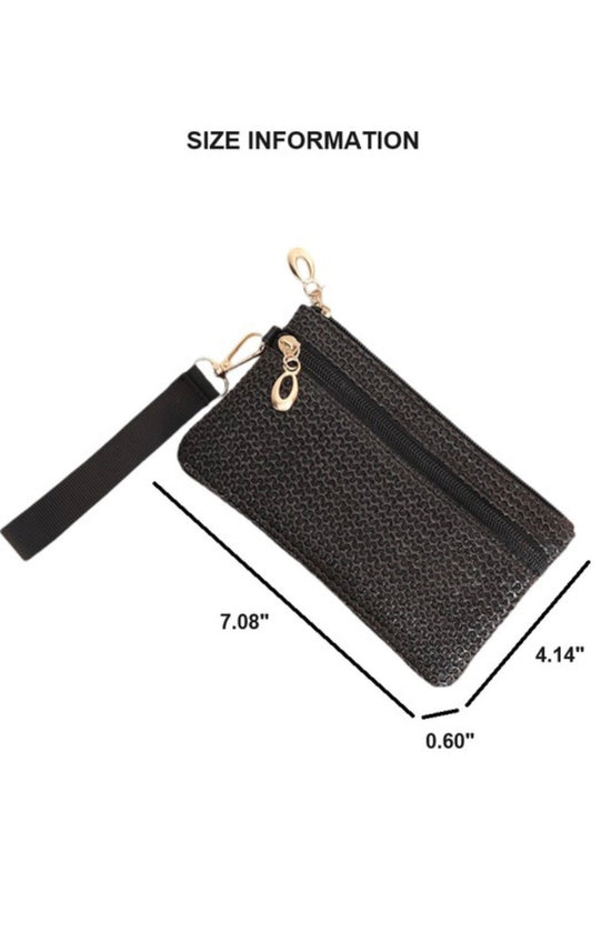 ZEN Boho Woven Straw Wristlet Wallet Bag