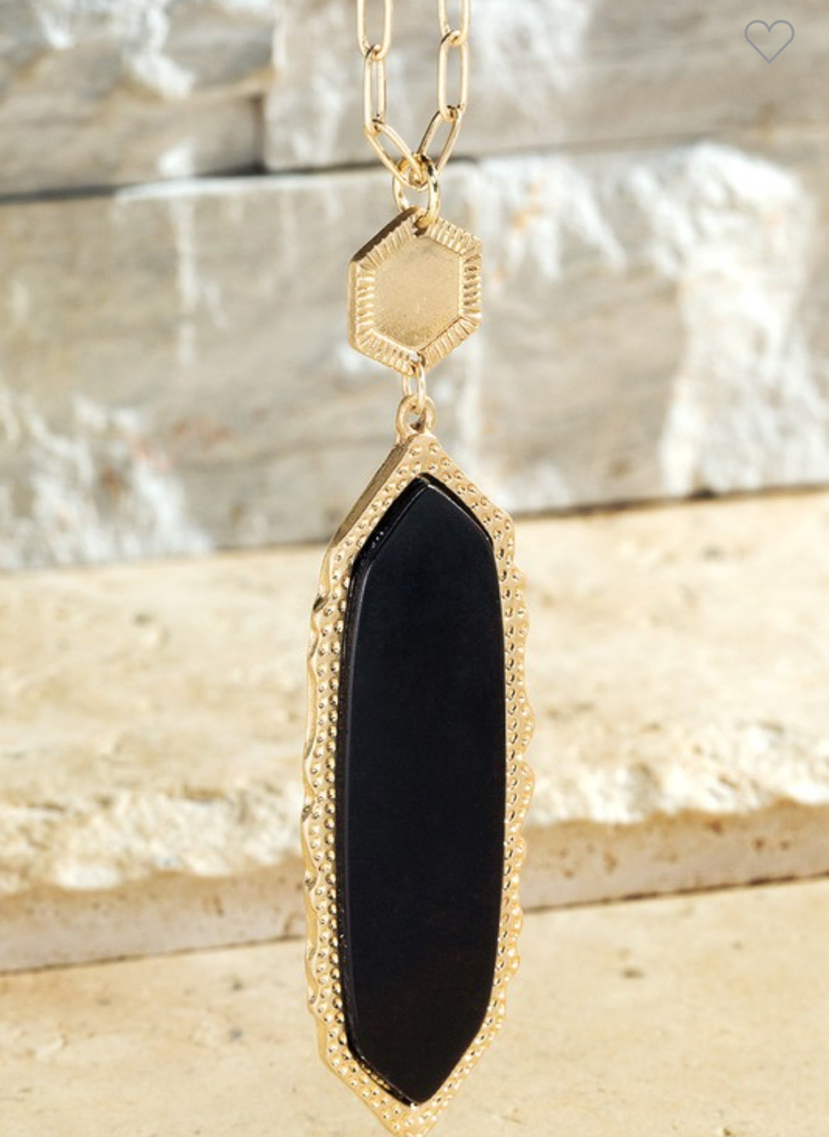 Urban Natural Blk Stone Pendant Necklace 4384