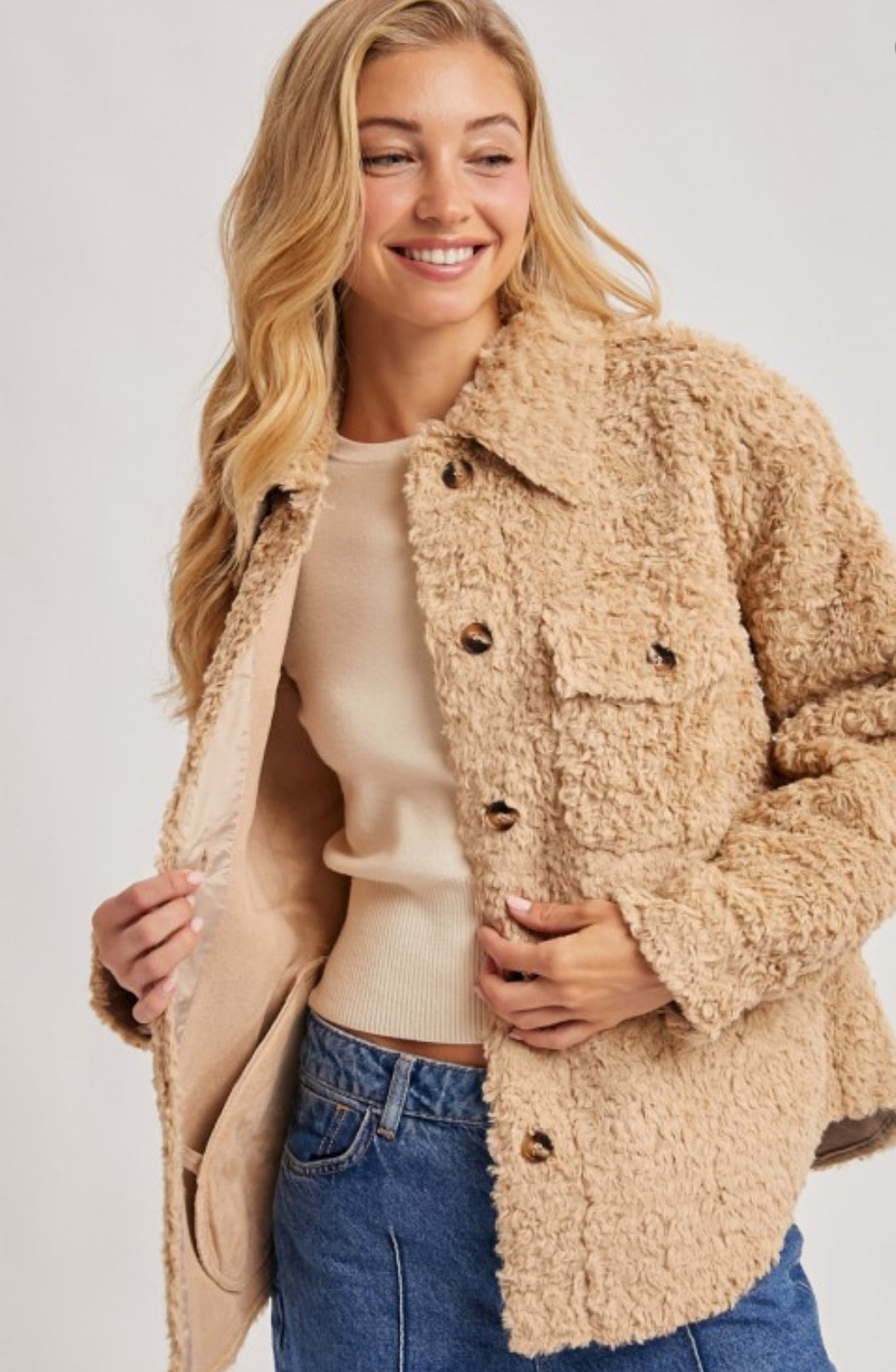 Bluivy Boucle Woven Jacket Latte