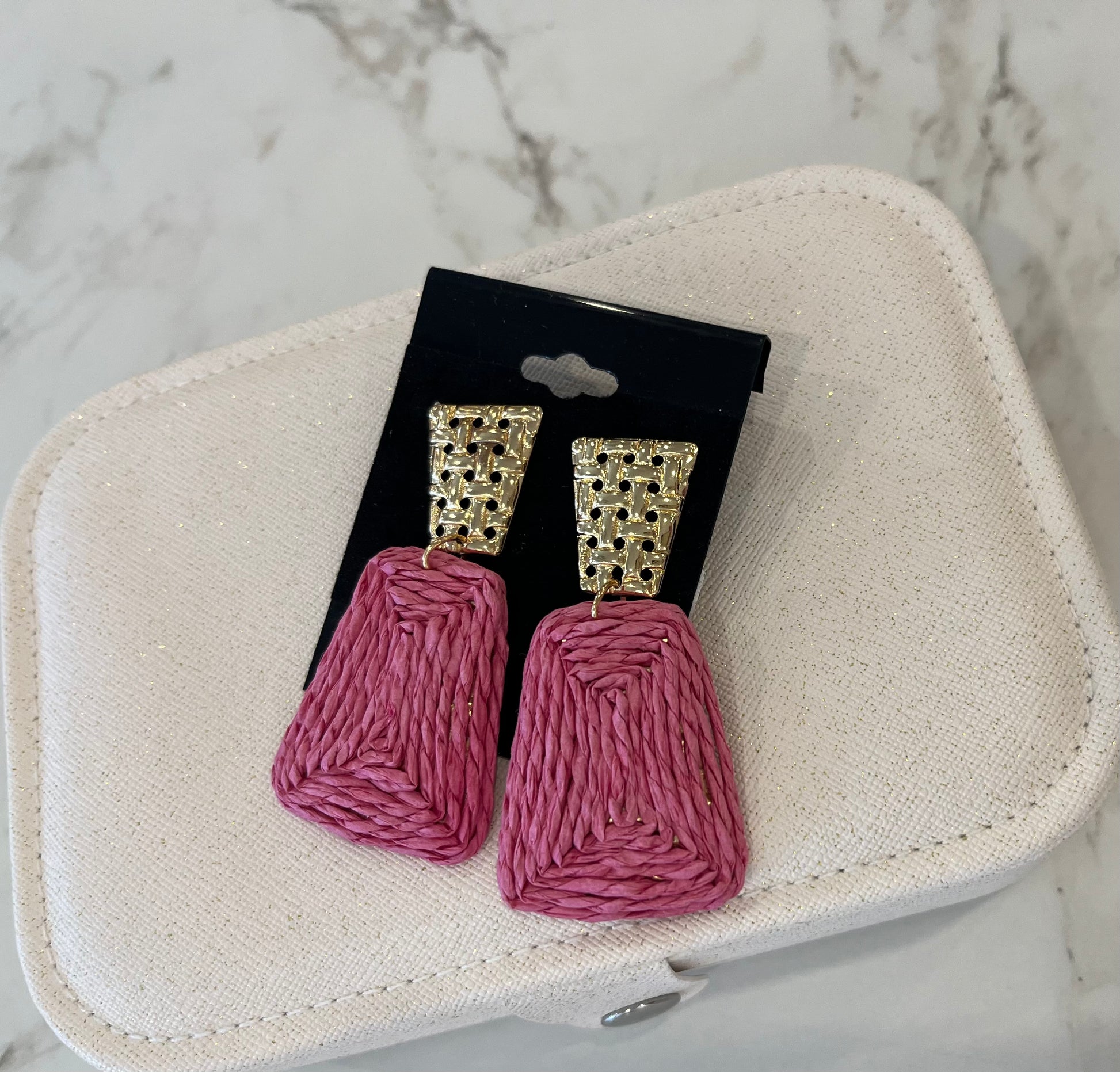 MER Faux Straw Dangle Earrings Fus3473