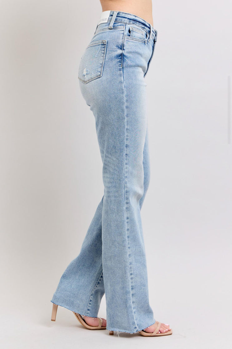 Judy Blue Stretch Straight Leg Raw Edge Denim