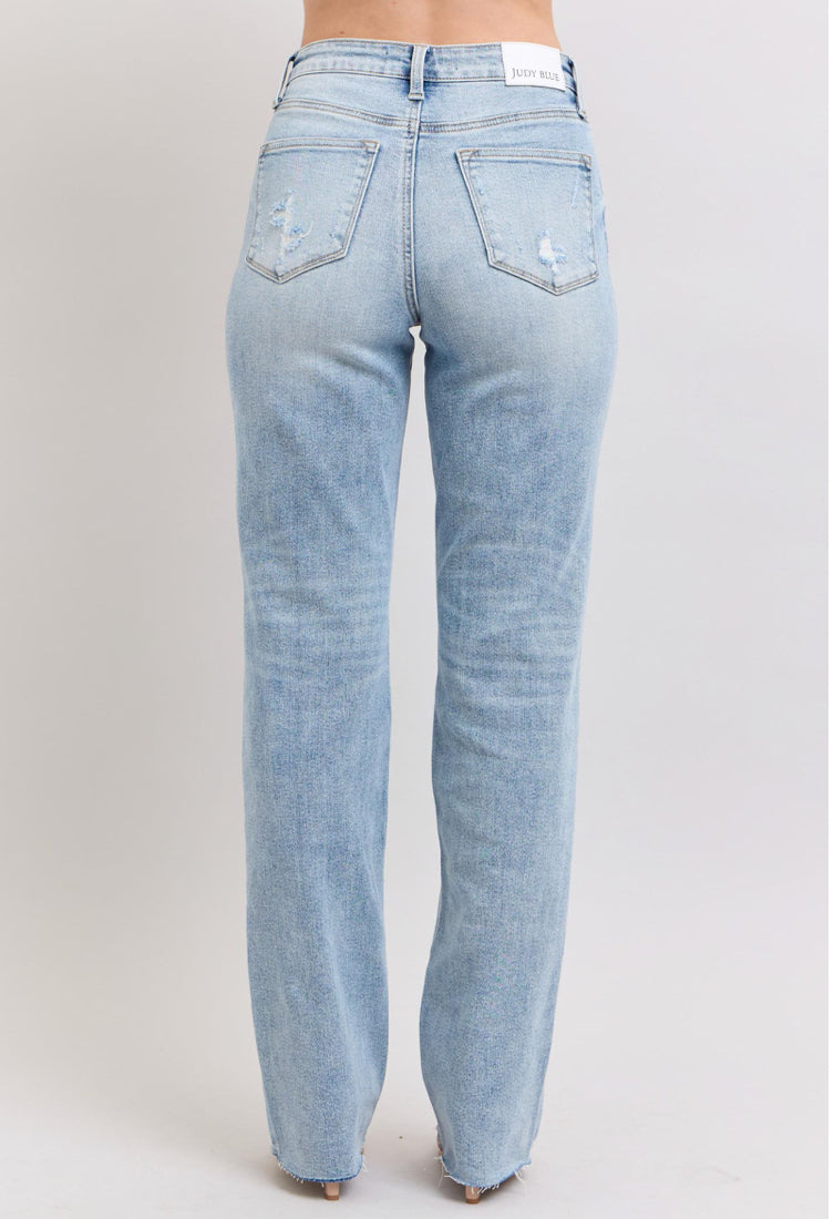 Judy Blue Stretch Straight Leg Raw Edge Denim
