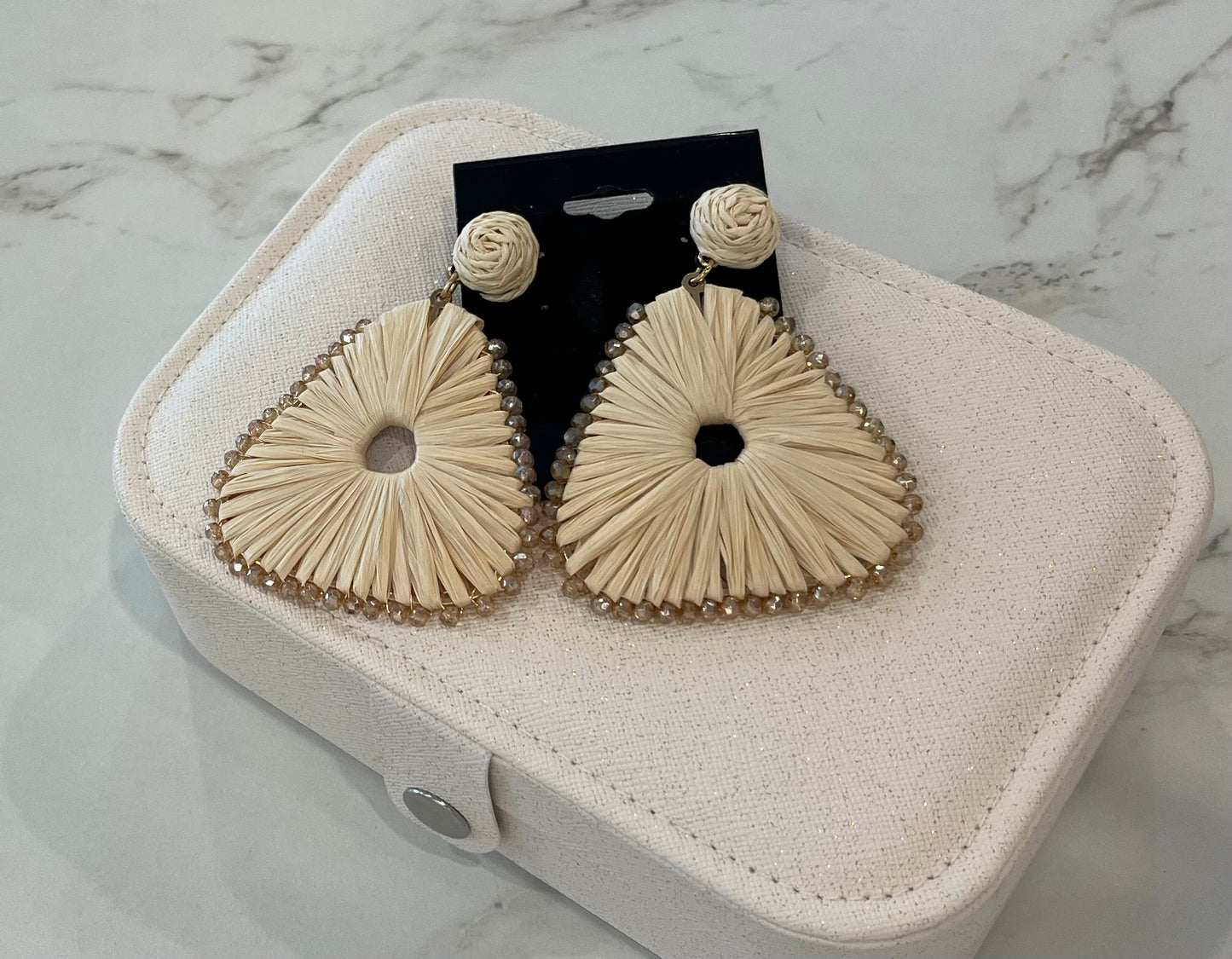 MER Raffia Tri Dangle Earrings Nat10319